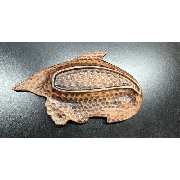 Vtg Sea World Orange Glazed Sword Fish Tray/Bowl Souvenir Faux Wood - Picture 3 of 4